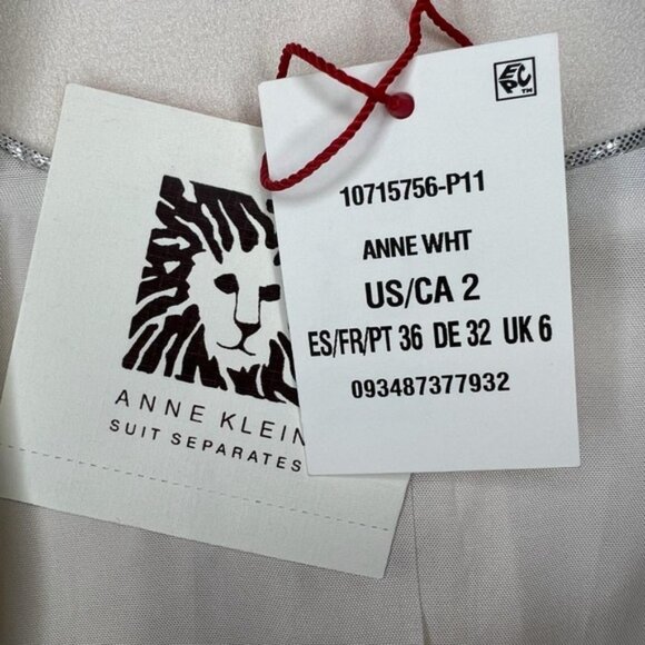 NWT ANNE KLEIN Cascade-Lapel Collar Open Front Jacket Suit Blazer Size 2 - Picture 8 of 11
